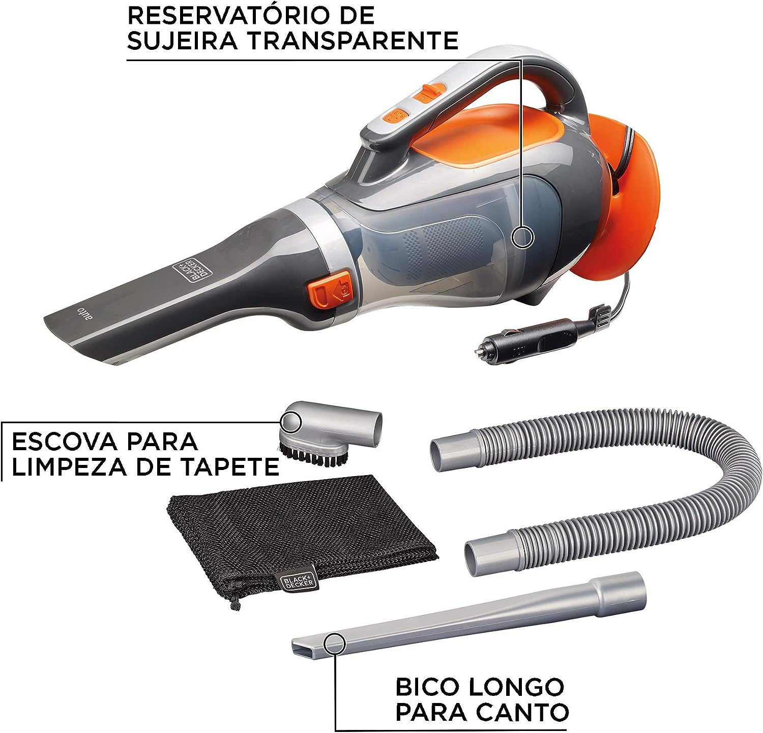 1. BLACK+DECKER Aspirador de Automóveis 12V Ação Ciclônica (BDCV610)