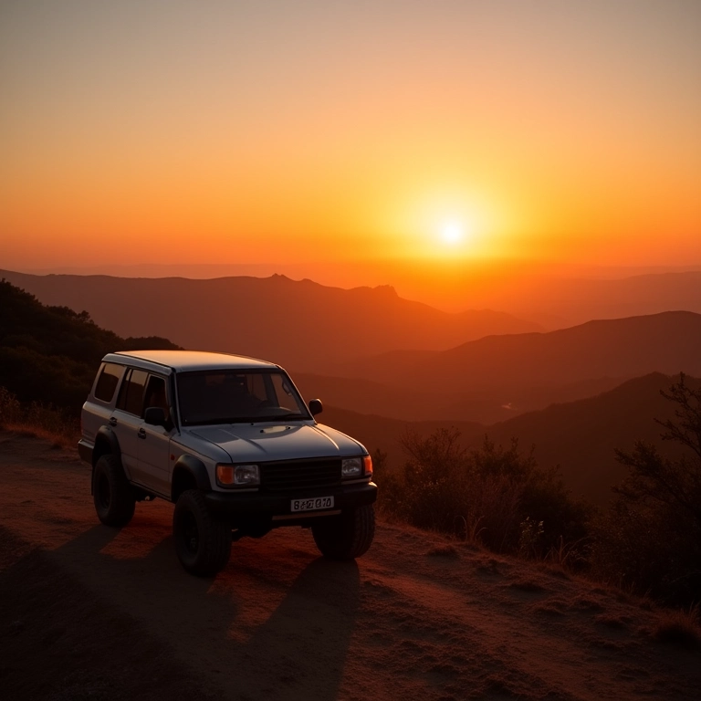 4x4 no Morro do Pai Inácio ao pôr do sol, Chapada.