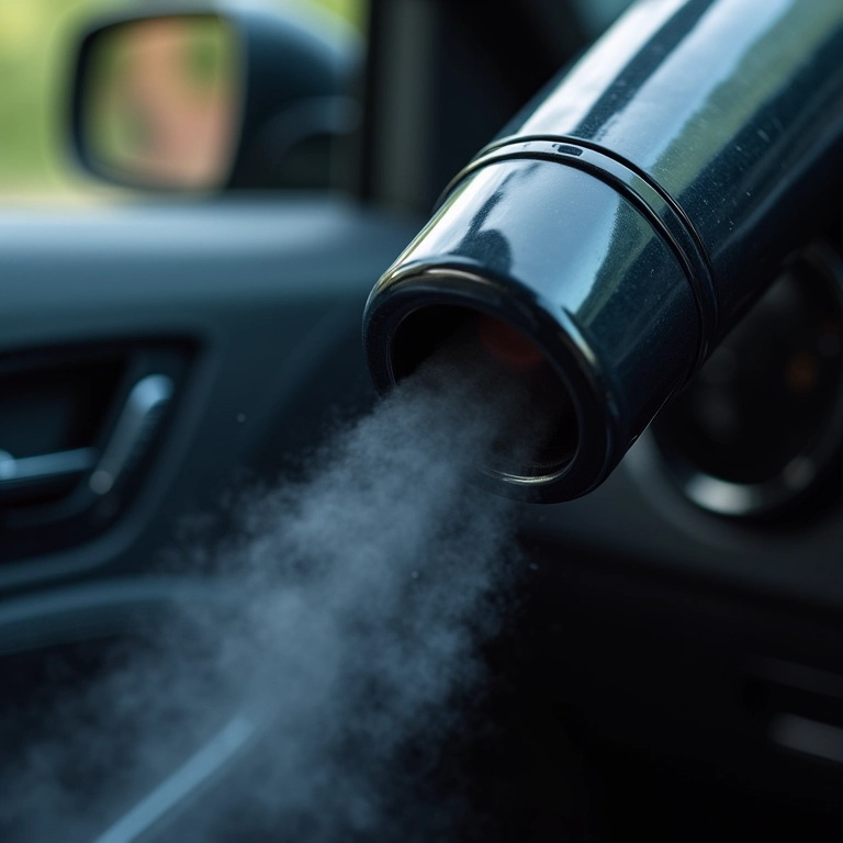 Aspirador de pó automotivo silencioso em funcionamento.