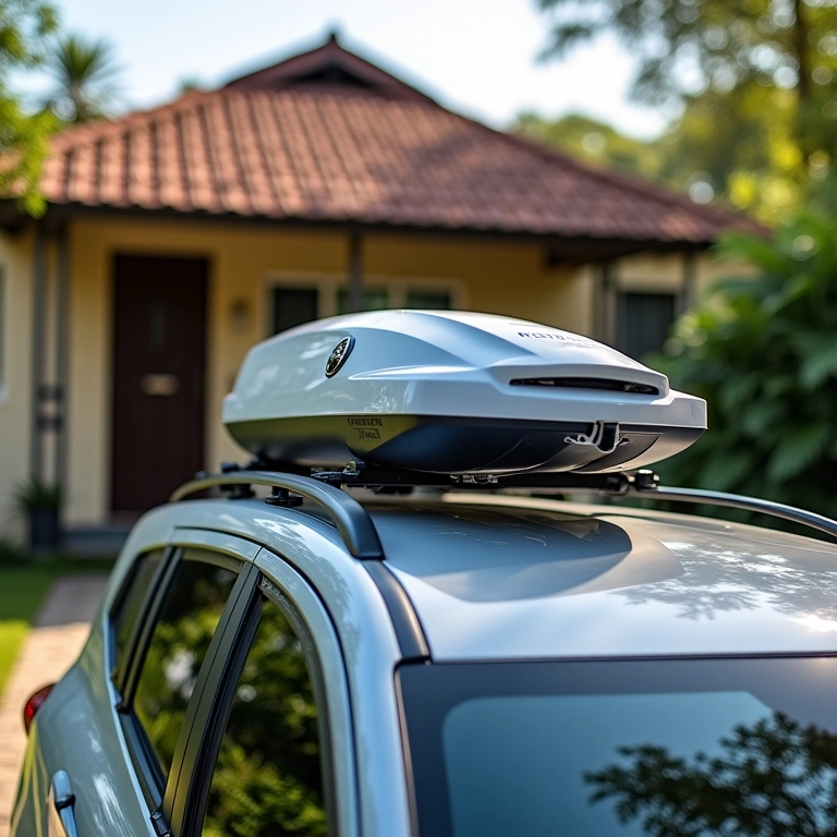 Bagageiro de Teto Motobul Summer em frente a uma casa brasileira.