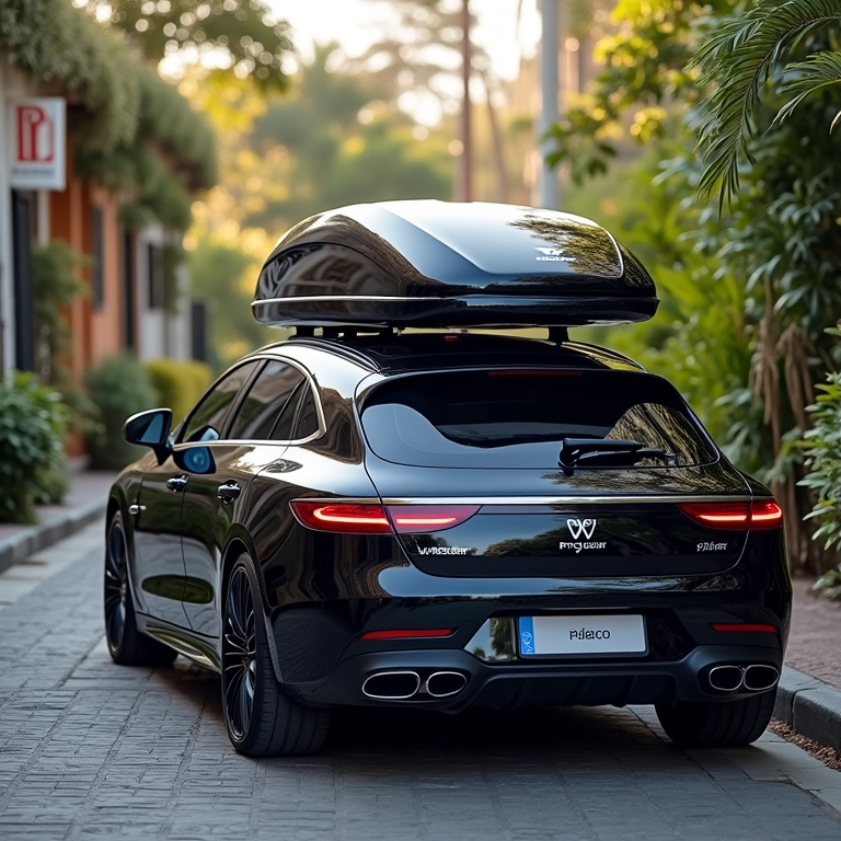 Bagageiro de Teto Projecar Premium em um carro de luxo.