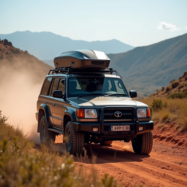 Bagageiro de Teto Rola Vortex em veículo off-road.
