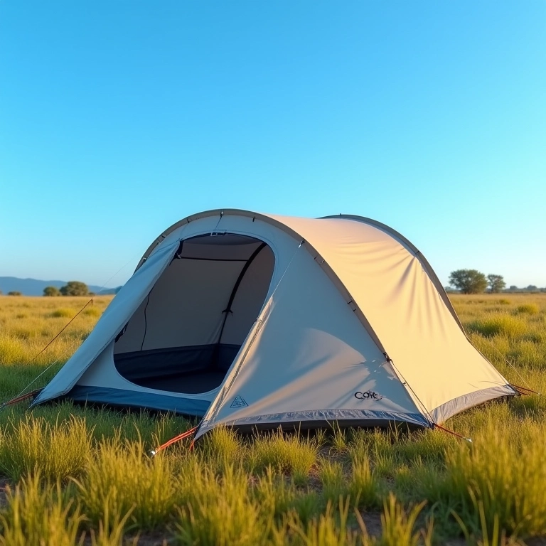 Barraca CORE 9 pessoas dome estendida em campo gramado na Chapada Diamantina.