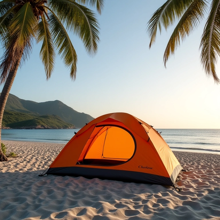 Barraca NTK Cherokee GT 5/6 pessoas montada em praia de Fernando de Noronha.