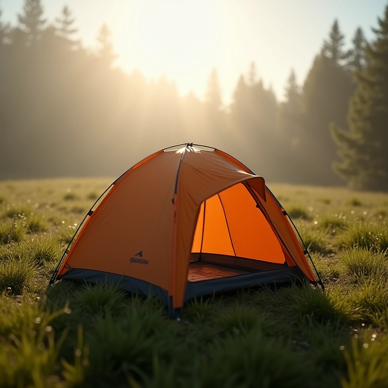 Barraca Quechua MH100 2 em camping minimalista.