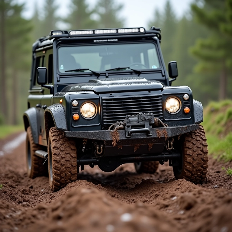 Bloqueio de diferencial ativado em um 4x4 na lama.