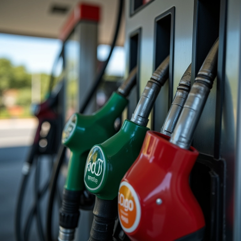 Bomba de combustível mostrando o tipo de combustível adequado sendo selecionado.