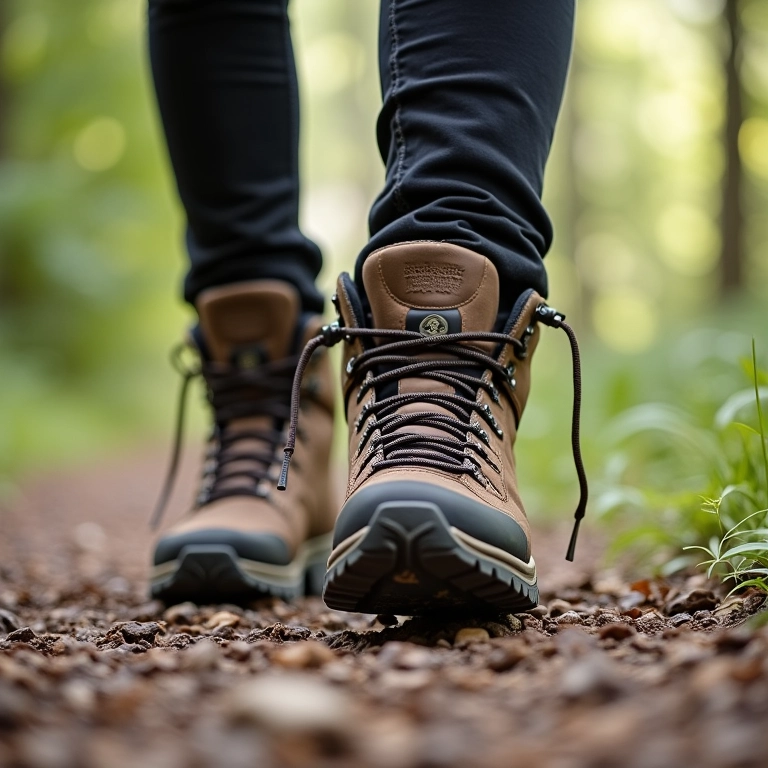 Botas de trilha com suporte de tornozelo em trilha.