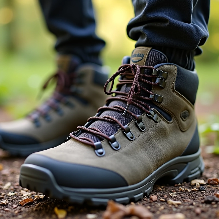 Botas de trilha respiráveis com orifícios de ventilação.