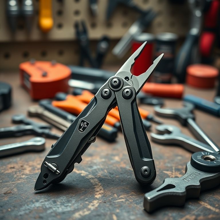 Canivete Leatherman Wave Plus em bancada de trabalho.