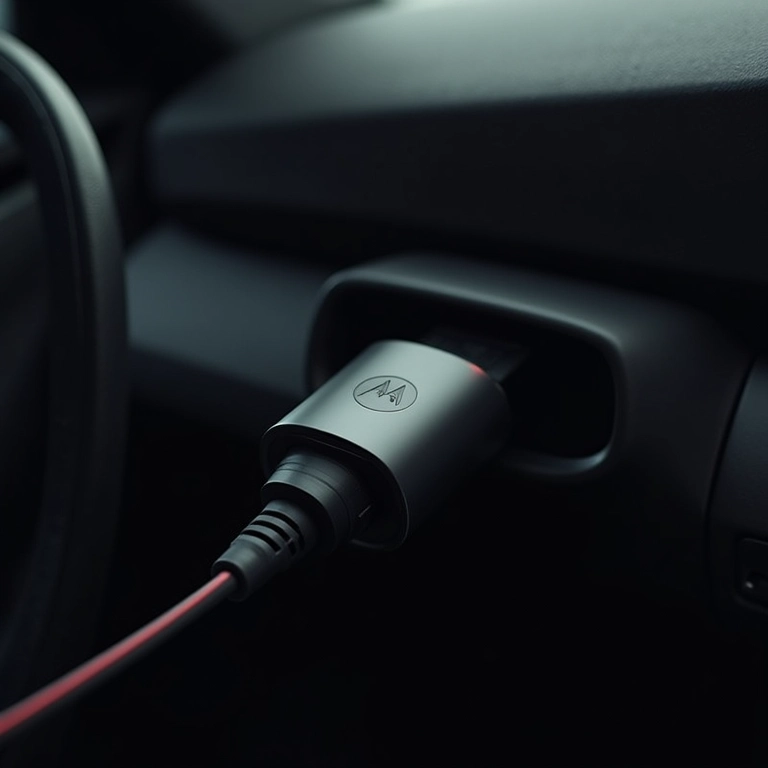 Carregador de carro Motorola Turbo Power 30 carregando um celular Motorola.