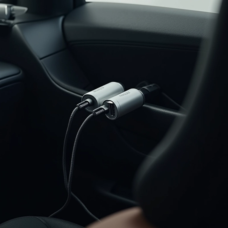 Carregador veicular Samsung Dual Port USB-C carregando dois celulares Samsung.