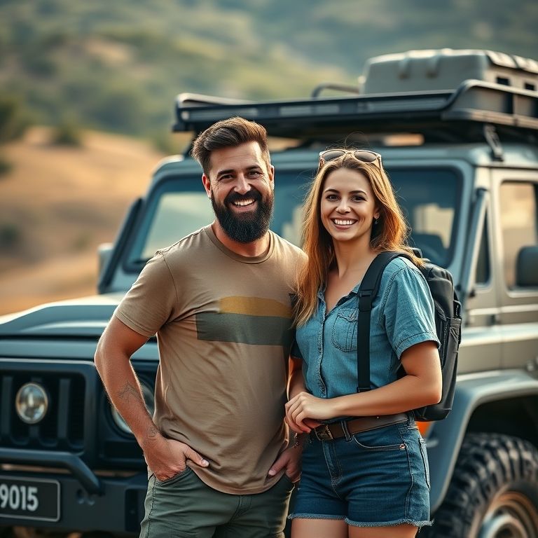 Casal se prepara para aventura off-road em Mogi das Cruzes.