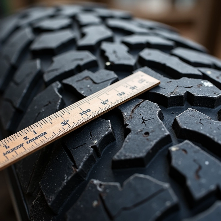 Close-up do pneu Dunlop Grandtrek AT3 com profundidade de sulco desgastada.
