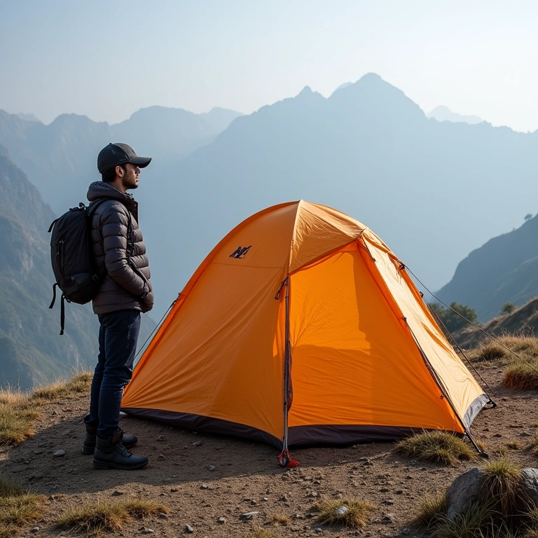 Comparação da altura da Quechua Arpenaz 2 com uma pessoa.