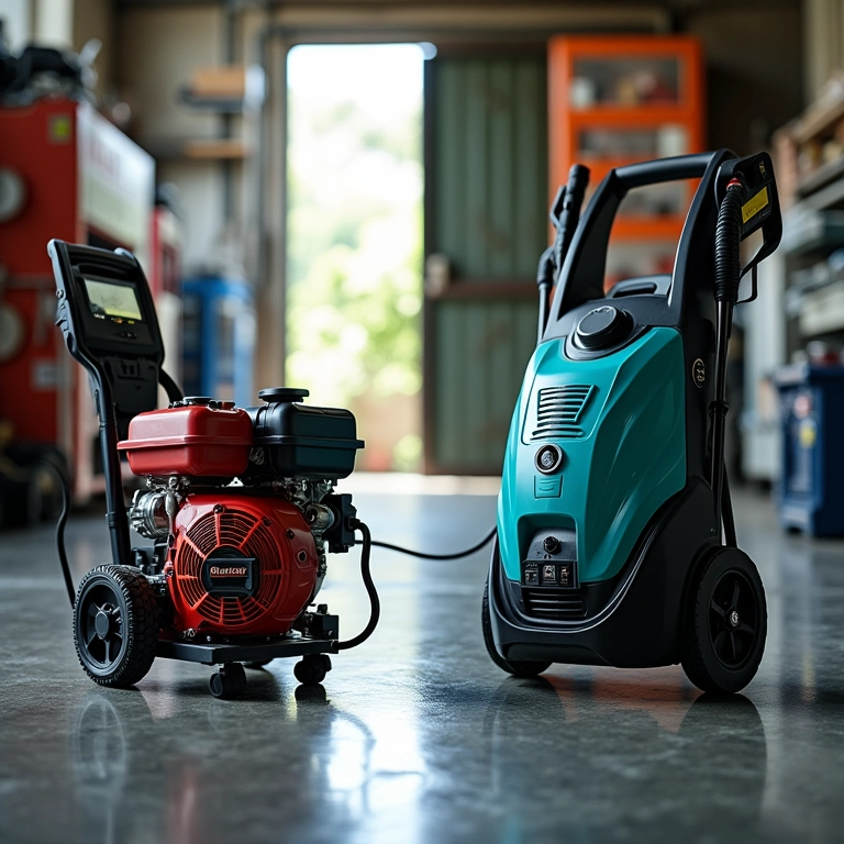 Comparativo: lavadora de alta pressão a gasolina vs. elétrica.