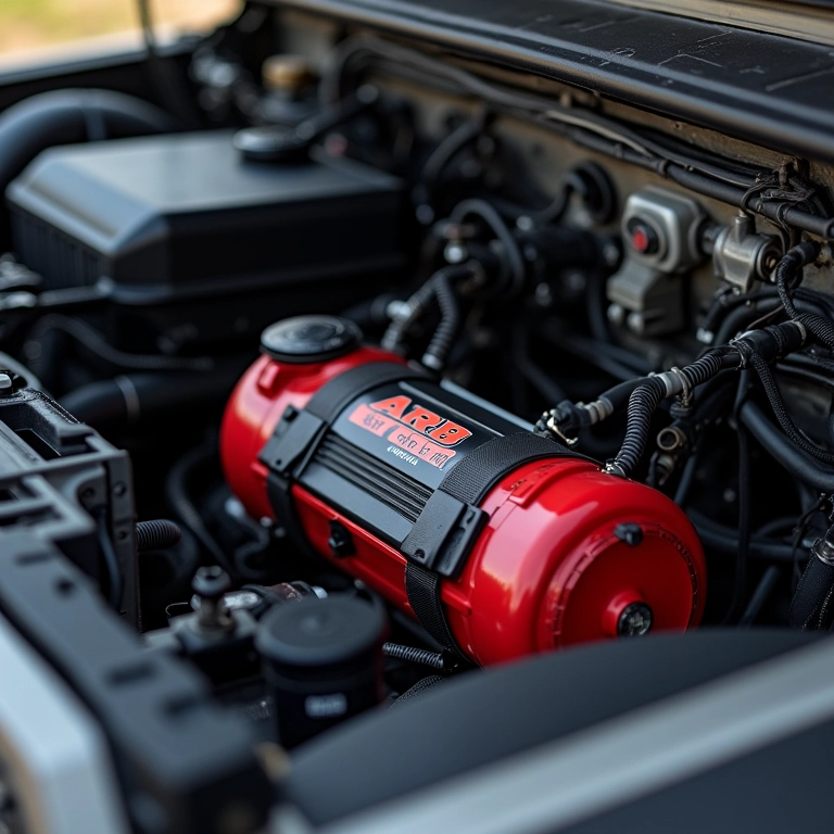 Compressor de ar ARB CKMTA12 instalado em um Jeep.