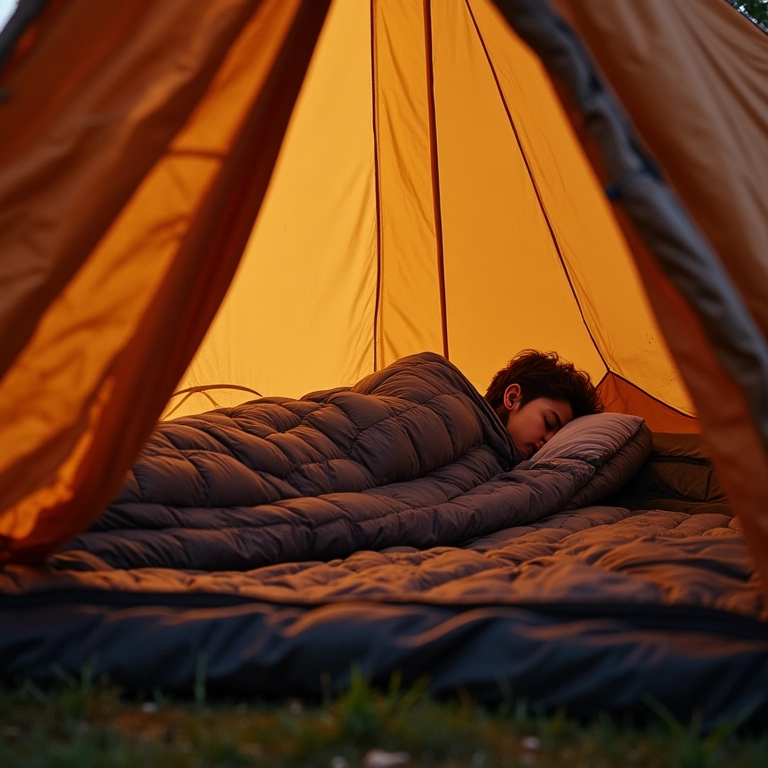 Conforto em um saco de dormir retangular.