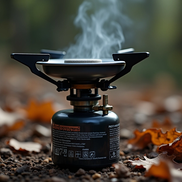 Detalhe da construção robusta de um fogareiro portátil, demonstrando durabilidade.