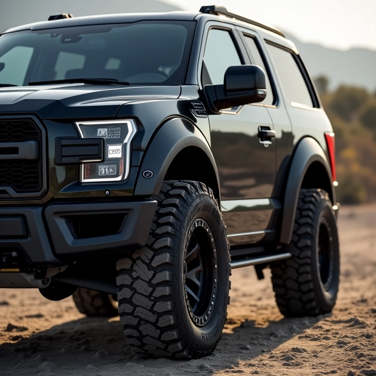 Detalhe do body lift instalado em um veículo 4x4.