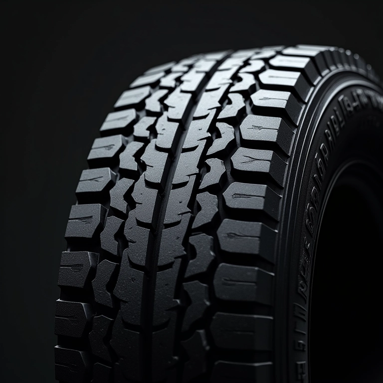 Detalhe do pneu Goodyear Wrangler DuraTrac, destacando seu design agressivo.