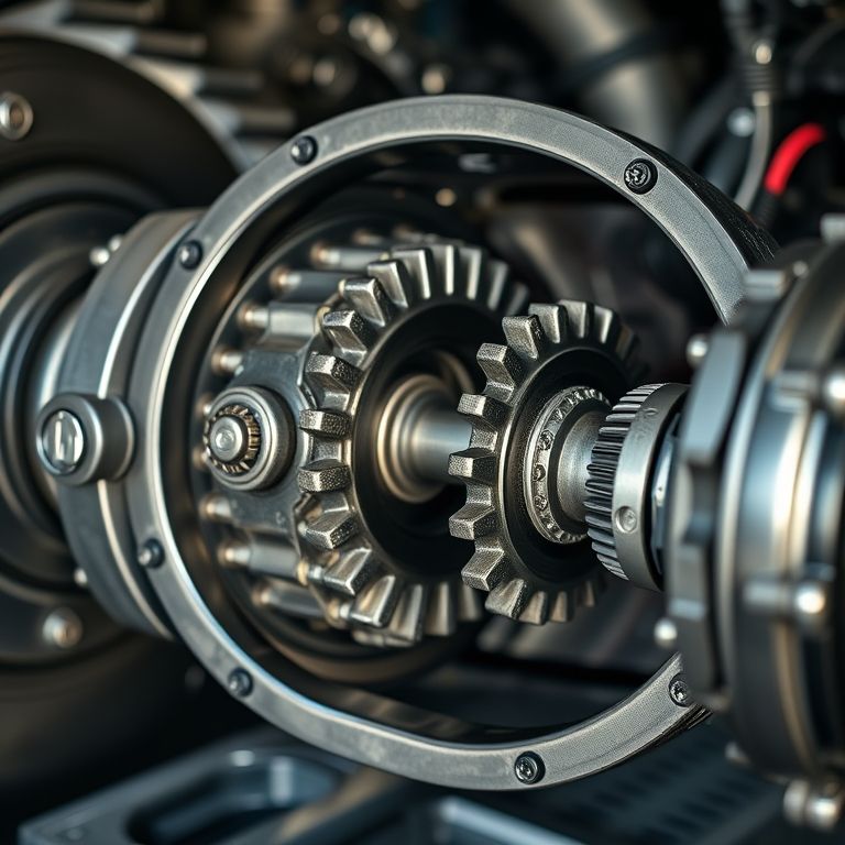 Diferencial aberto mostrando as engrenagens.