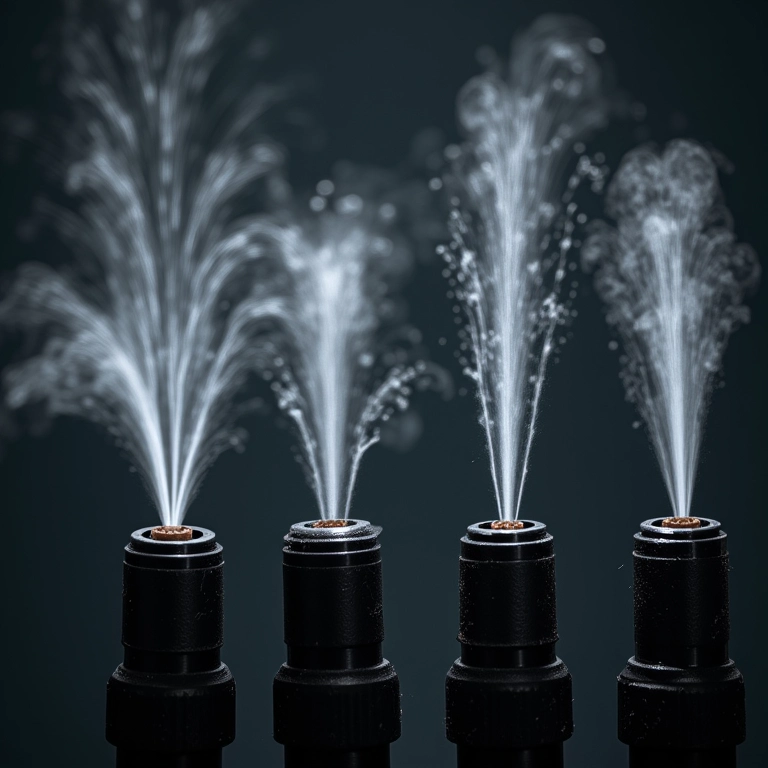 Diferentes tipos de bicos de lavadora de alta pressão.