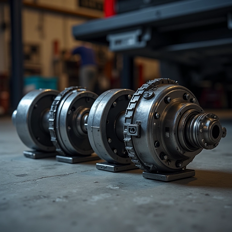 Diferentes tipos de bloqueios de diferencial em uma oficina.