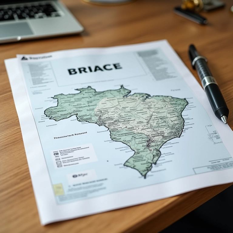 Documentos de veículo e trailer com mapa do Brasil ao fundo.