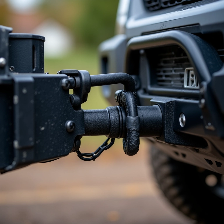 Engate de reboque conectando 4x4 e trailer.