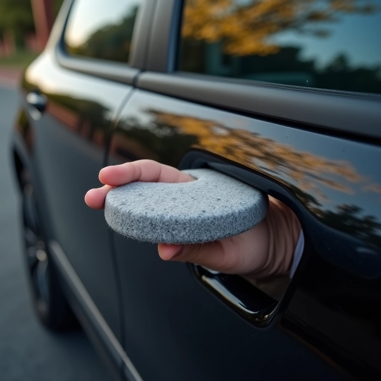 Feltro automotivo absorvendo impacto na porta do carro.