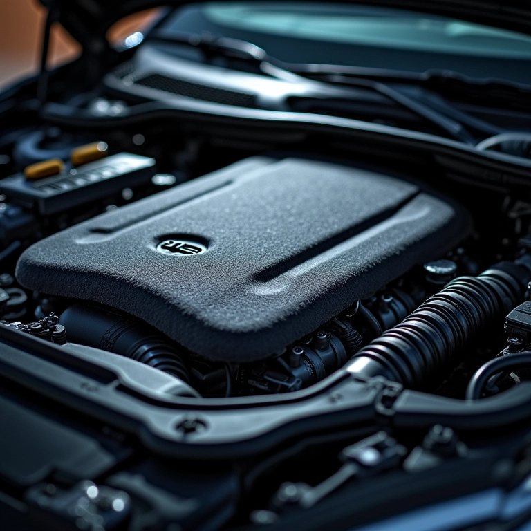 Feltro automotivo para isolamento térmico no motor.