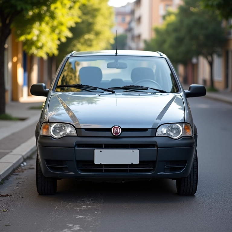 Fiat Palio usado em bom estado estacionado em rua ensolarada.