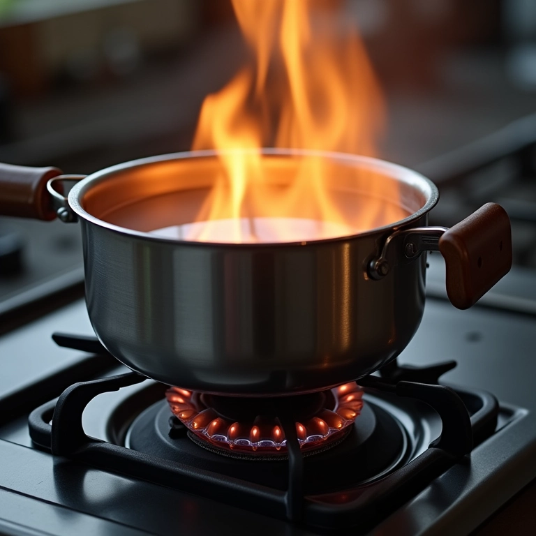 Fogareiro portátil fervendo água rapidamente, demonstrando alta potência e eficiência.