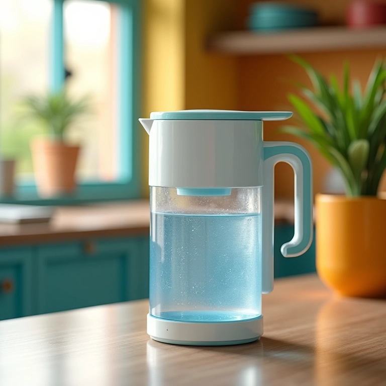 Galão térmico Invicta Airpot 2,5L em bancada de cozinha colorida.