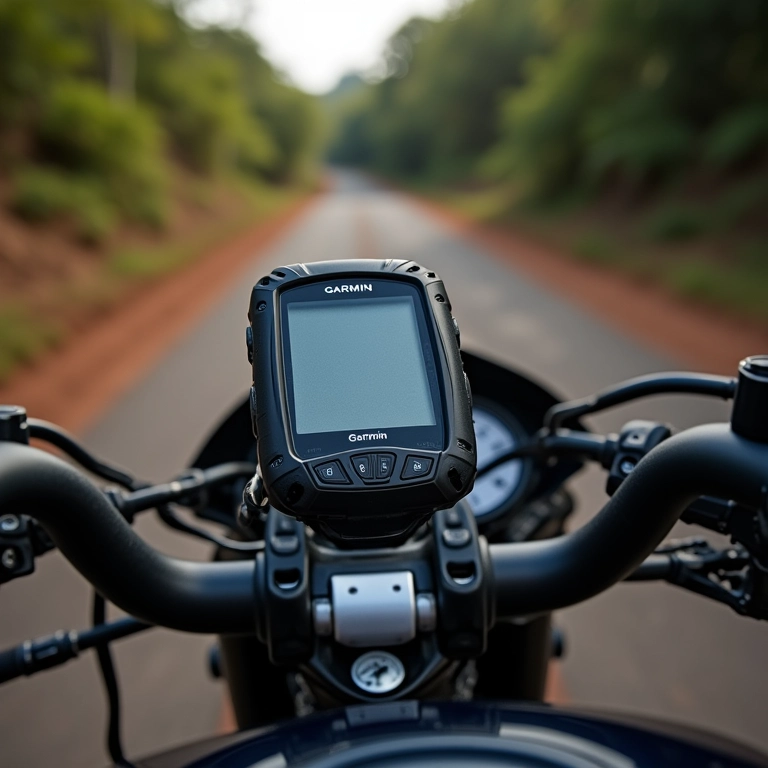 Garmin Montana 700i em uso em uma motocicleta.