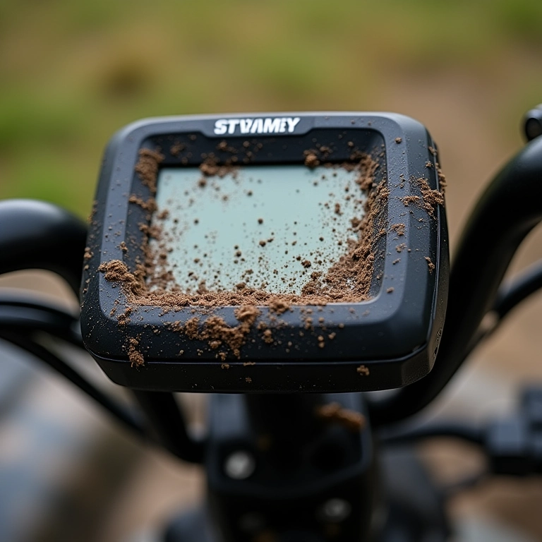 GPS resistente em uso off-road com respingos de lama.