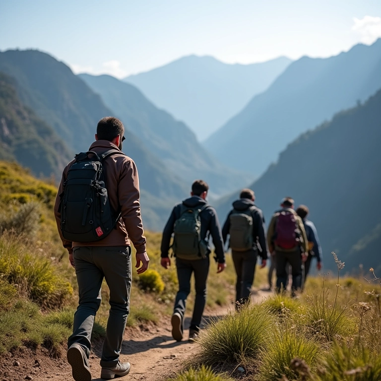 Guia experiente conduzindo grupo em trilha no Cânion Fortaleza.