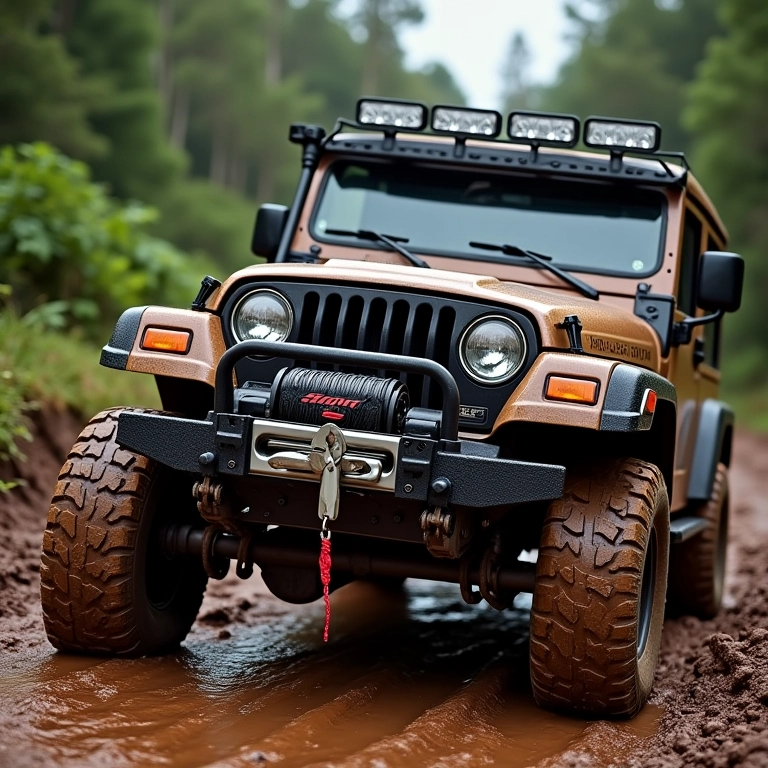 Guincho Warn em ação durante resgate de veículo 4x4.