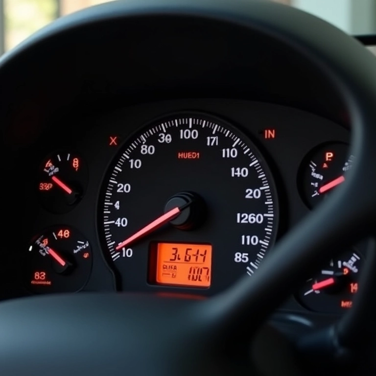 Hodômetro de um Fiat Palio usado mostrando quilometragem razoável.