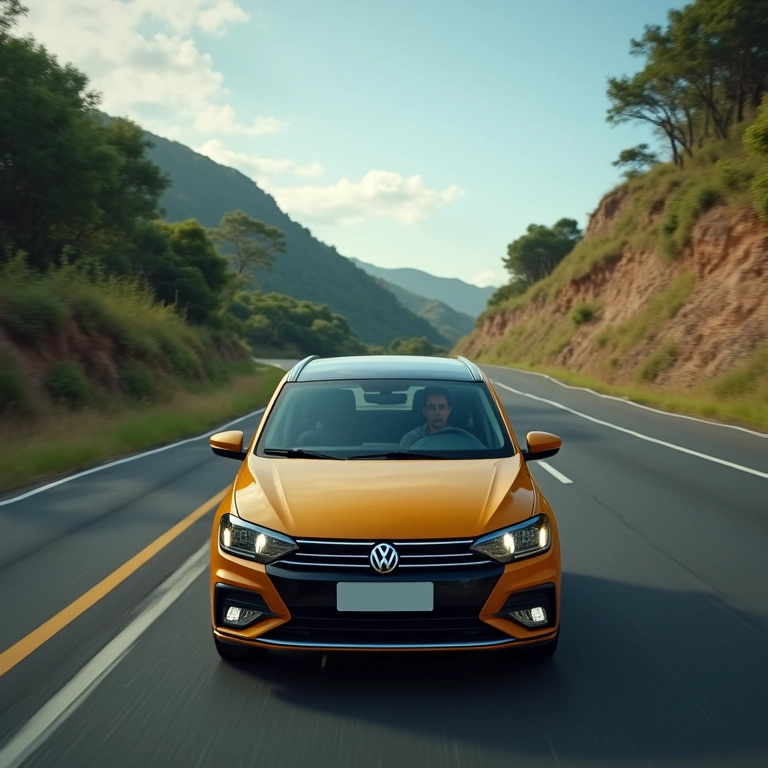 Homem fazendo um test drive em um Volkswagen Gol usado.