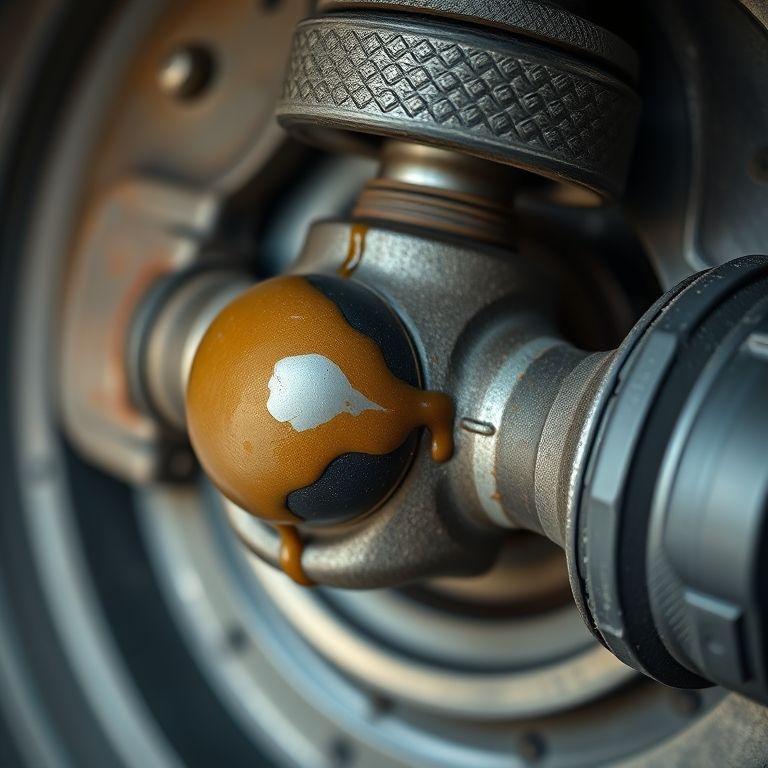 Homocinética desgastada com graxa visível.