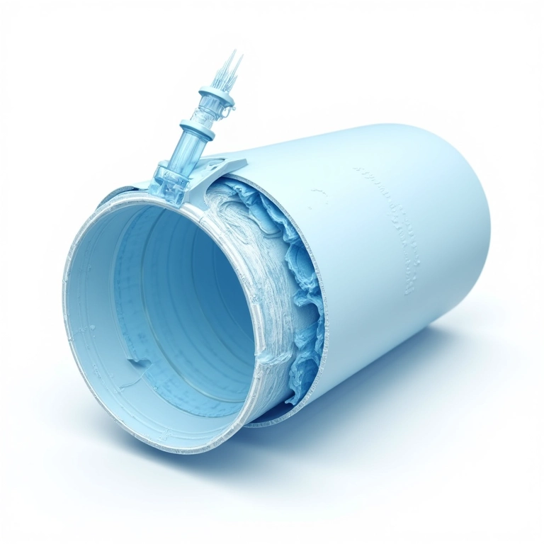 Ilustração em corte transversal do tubo do snorkel.