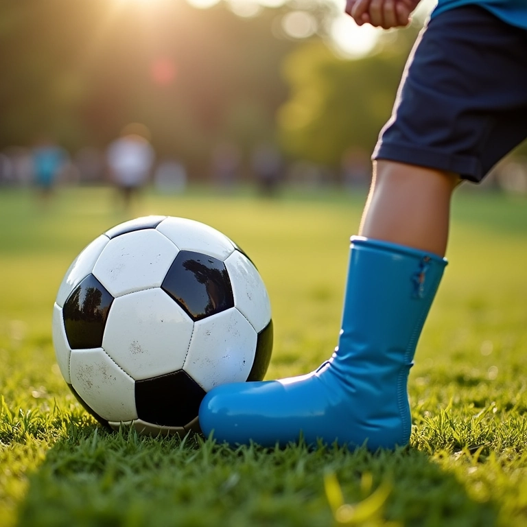 Inflador portátil multifuncional Audew enchendo bola de futebol em parque.