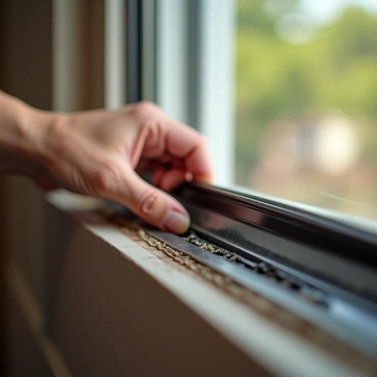 Inspeção detalhada da vedação da janela para identificar desgastes.