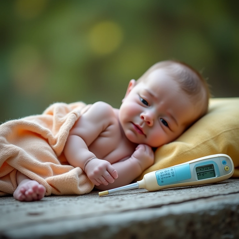 Itens essenciais para um camping seguro com um recém-nascido: termômetro, mosquiteiro e manta confortável.