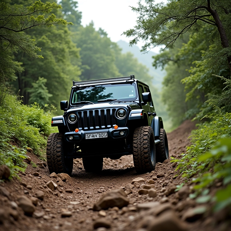 Jeep 4x4 trilhando nas montanhas de Domingos Martins.