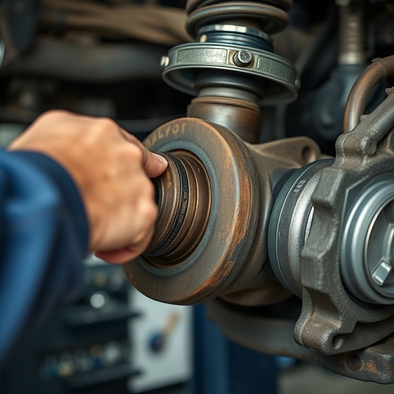 Junta homocinética com sinais de desgaste natural.