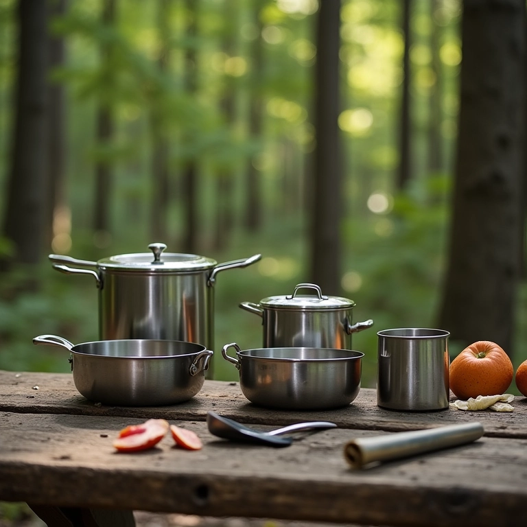 Kit de cozinha portátil para acampamento.