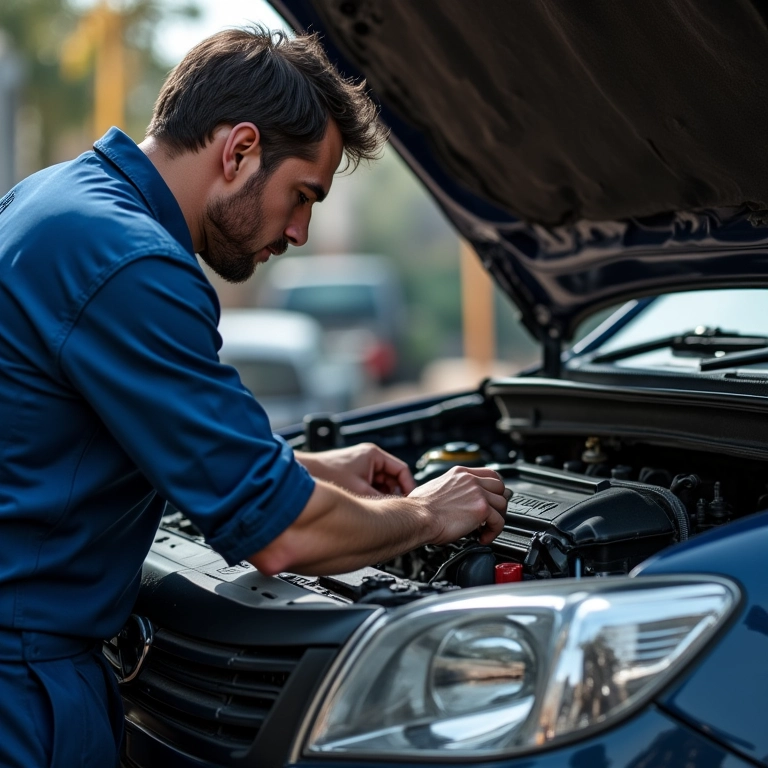 Mecânico inspecionando o motor de uma Toyota Hilux, conceito de confiabilidade.